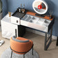 Modernism Glass Top Vanity Dressing Table 3 Drawers Vanity Desk with Stool