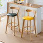 Nordic Solid Wood Bar Stools Upholstered Indoor Bar Stool with Natural Base Clearhalo 'Bar Furniture' 'Bar Stools' 'bar_stools' 'furn' 'furn_bar_stools' 'Furniture' 'Kitchen & Dining Furniture' 1200x1200_31126607-4306-4a45-9fe7-70f4712e5356