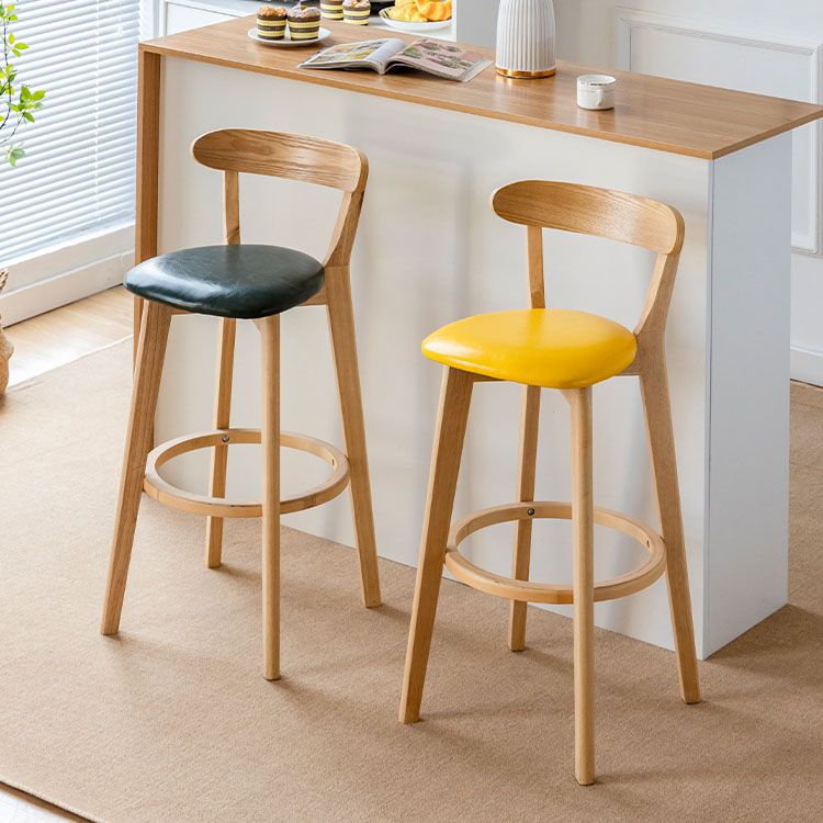 Nordic Solid Wood Bar Stools Upholstered Indoor Bar Stool with Natural Base Clearhalo 'Bar Furniture' 'Bar Stools' 'bar_stools' 'furn' 'furn_bar_stools' 'Furniture' 'Kitchen & Dining Furniture' 1200x1200_31126607-4306-4a45-9fe7-70f4712e5356