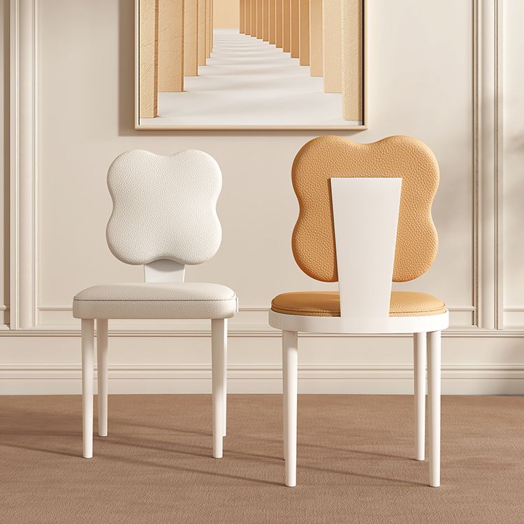 Silla de comedor lateral de cuero sinté de cuero sinté de falso interior contemporáneo