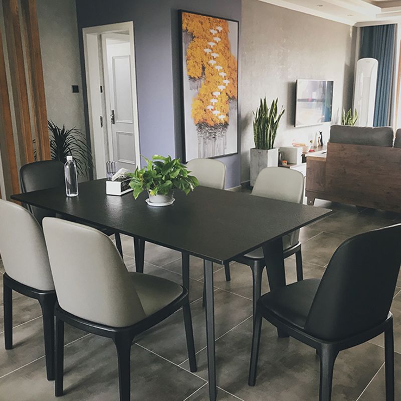 Contemporary Style Leather Chair Armless Parsons Chair with Wooden Legs for Restaurant Clearhalo ' kitchen&dining_furn' 'Dining Chairs' 'Dining Tables & Seating' 'dining_chair' 'Furniture' 'furniture_dining_chair' 'Kitchen & Dining Furniture' 'kitchen' 1200x1200_3114bde3-5a0d-49cd-8ca8-c1f5ee2cd0c2