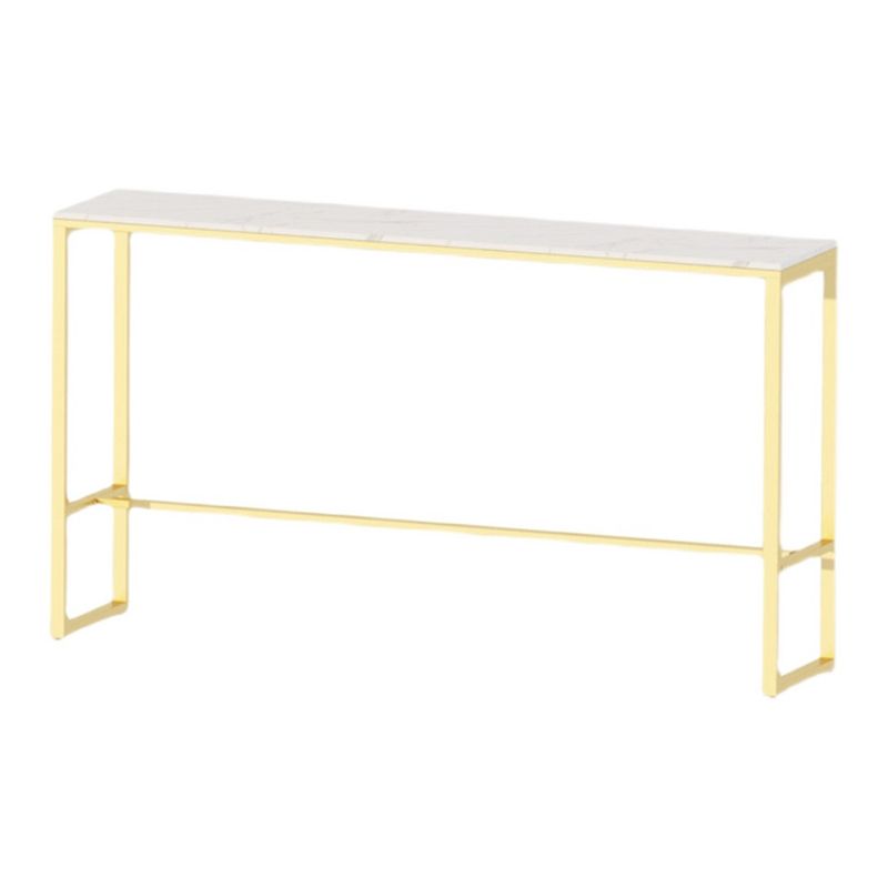 Glam Counter Table Marble Rectangle Top Trestle Table - 41.3" H Clearhalo 'Bar Furniture' 'Bar Tables' 'bar_tables' 'furn' 'furn_bar_tables' 'Furniture' 'furniture_bar_tables' 'Kitchen & Dining Furniture' 1200x1200_3115ae5b-6fce-41be-b080-32907301c118