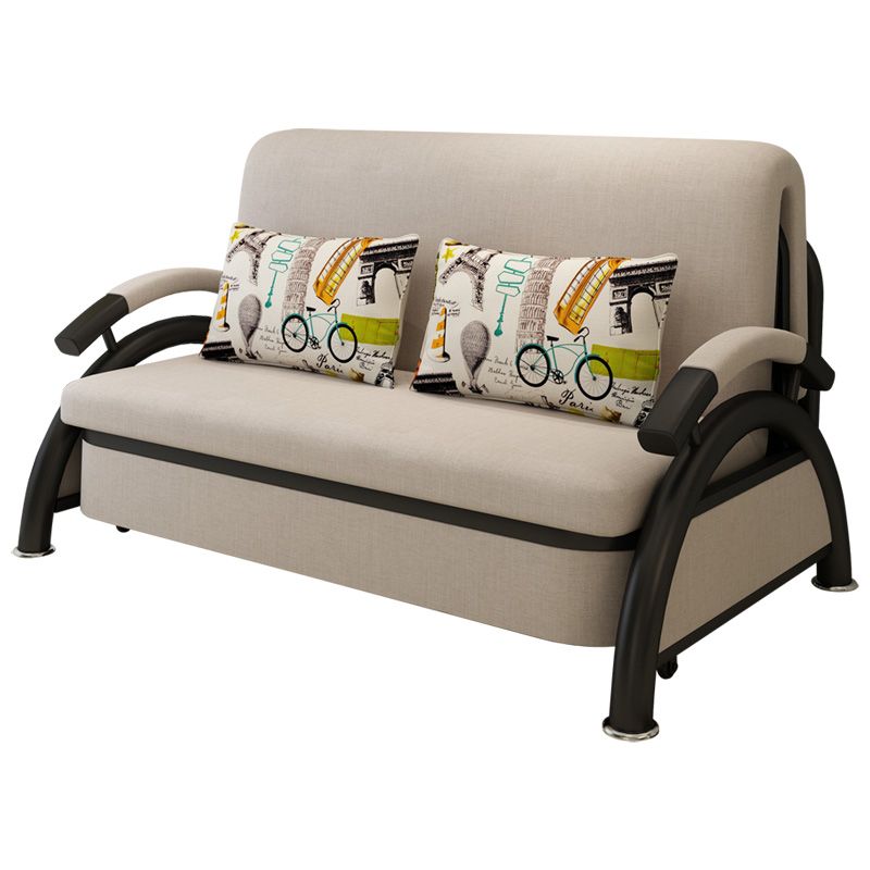 Linen Contemporary Sloped Arm Sofa Bed Foldable Convertible Sofa for Apartment Clearhalo 'furn' 'furn_sofas' 'Furniture' 'Living Room Furniture' 'Sofa' 'sofas' 1200x1200_311829fb-1271-42ba-8543-5bf92e666606