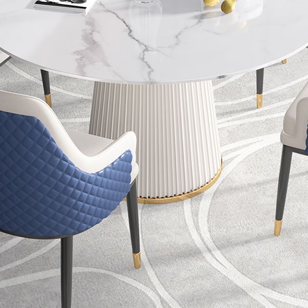 Sintered Stone White Table for Restaurant Luxury Round Dining Table with Pedestal Base Clearhalo 'Dining Tables & Seating' 'Dining Tables' 'dining_table' 'furn' 'furn_dining_table' 'Furniture' 'furniture_dining_table' 'Kitchen & Dining Furniture' 'kitchen' 'kitchen_dining_table' 1200x1200_311903e4-57a9-4737-9178-e13aa3c9e15b