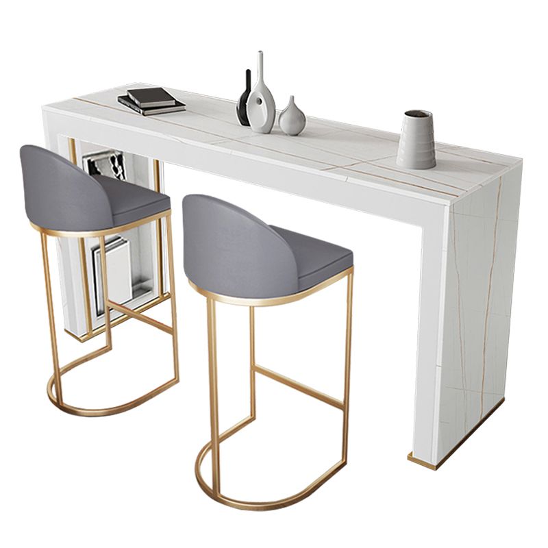 Modern Rectangle Bar Pub Table Set 1/3 Pcs Stone Top Bar Table and Upholstered Stools Clearhalo 'Bar Furniture' 'furn' 'furn_home_bar_bar_sets' 'Furniture' 'Home Bars & Bar Sets' 'home_bar_bar_sets' 'Kitchen & Dining Furniture' 1200x1200_31197dae-a350-4f3b-98ae-852d8a84879d