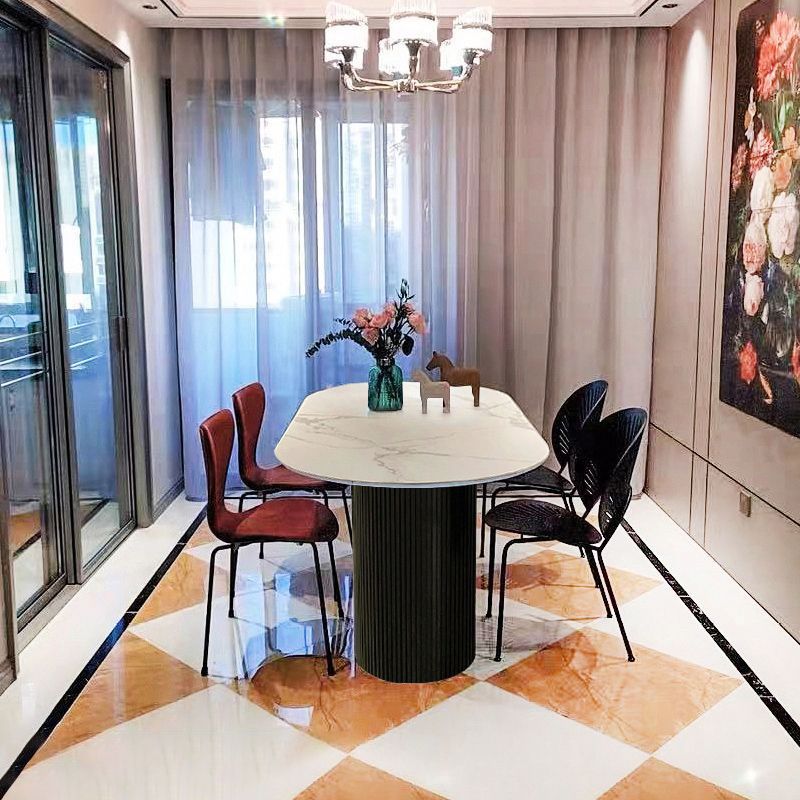 Modern Style Sintered Stone Dining Table White Oval Table with Double Pedestal Base Clearhalo ' dining_table' 'Dining Tables & Seating' 'Dining Tables' 'furn' 'furn_dining_table' 'Furniture' 'furniture_dining_table' 'Kitchen & Dining Furniture' 'kitchen&dining_furn' 'kitchen' 'kitchen_dining_table' 1200x1200_3119d9c6-1009-424b-b866-04353ae51d4e
