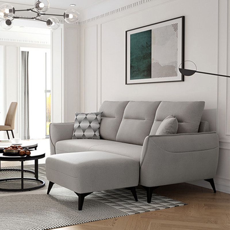 Contemporary Solid Color Sewn Pillow Back Sofa For Living Room