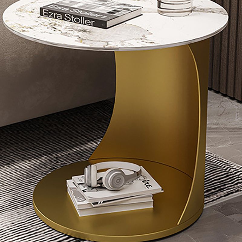 Contemporary Round Double Tier End Table Slate Top Side End Table Clearhalo 'Coffee & Accent Tables' 'End & Side Tables' 'end_side_tables' 'furn' 'furn_end_side_tables' 'Furniture' 'Living Room Furniture' 1200x1200_311affce-f14e-4b26-a562-44c4516696b2