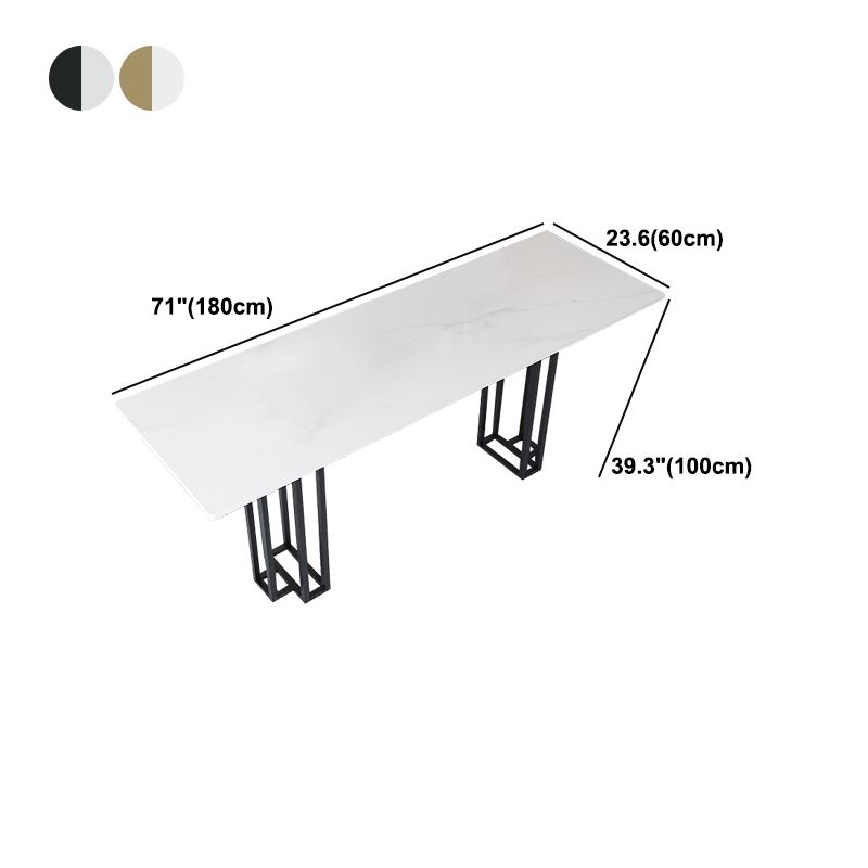 Industrial Marble Bar Table with Rectangle Table Top Double Pedestal Table - 39" H Clearhalo 'Bar Furniture' 'Bar Tables' 'bar_tables' 'furn' 'furn_bar_tables' 'Furniture' 'furniture_bar_tables' 'Kitchen & Dining Furniture' 1200x1200_311c6d5f-8e15-4e2f-b72b-5cfbc16dbbda