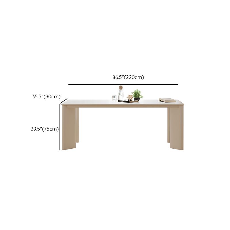 White Solid Wood Dining Table Rectangle Modern Dinner Table for Dining Room