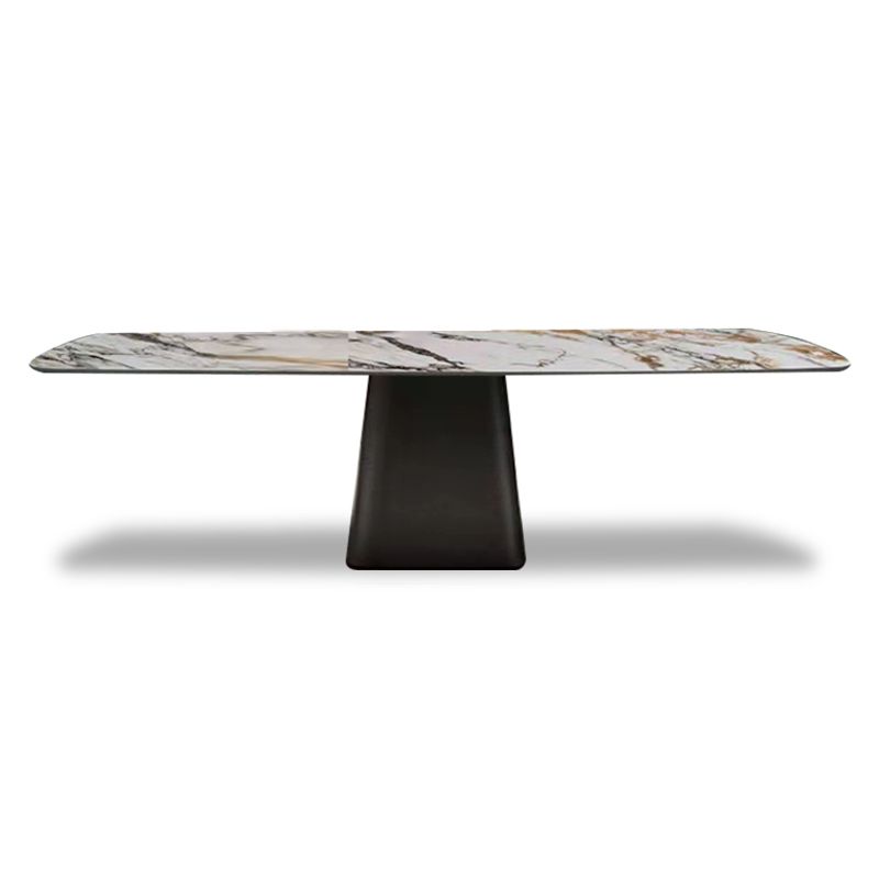 Luxury Style Sintered Stone Table Single Pedestal Base Rectangle Table for Home Clearhalo ' dining_table' 'Dining Tables & Seating' 'Dining Tables' 'furn' 'furn_dining_table' 'Furniture' 'furniture_dining_table' 'Kitchen & Dining Furniture' 'kitchen&dining_furn' 'kitchen' 'kitchen_dining_table' 1200x1200_3120ce4b-7e6f-4eaf-9f65-cb77f1c25e0f
