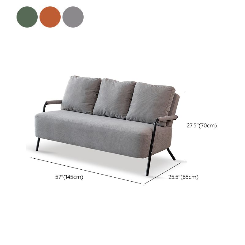 Stationary Settee Square Arm Metal Frame Sofa for Living Room
