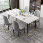 Traditional Sintered Stone Top Dining Set with 4 Black Metallic Legs for Dining Furniture Clearhalo 'Dining Room Sets' 'Dining Tables & Seating' 'dining_room_set' 'furn' 'furn_dining_room_set' 'Furniture' 'furniture_dining_room_set' 'Kitchen & Dining Furniture' 'kitchen&dining_furn' 'kitchen' 1200x1200_312131a6-e82a-4c2b-8d81-9e81c6c013cc