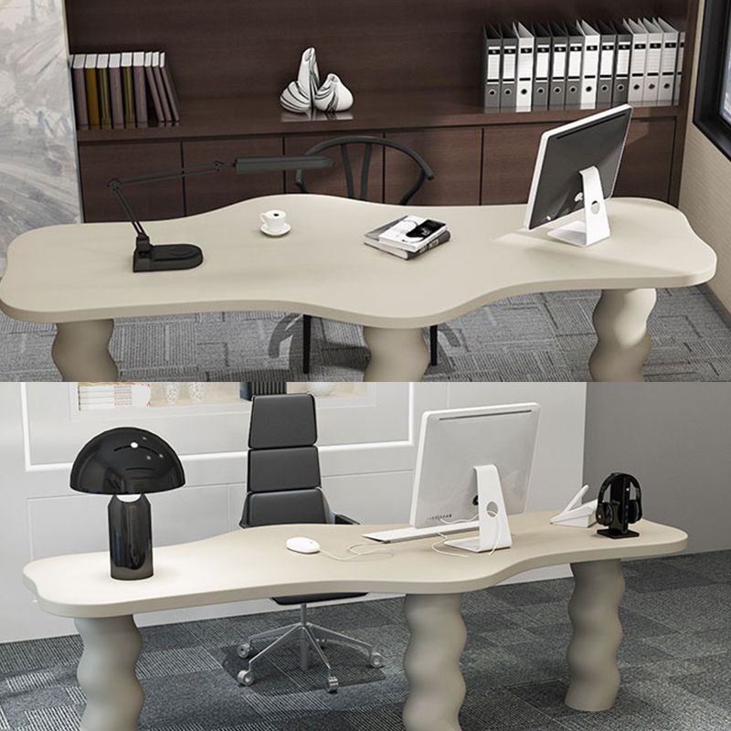 Contemporary Wood Office Desk Irregular Shape Task Desk with 3 Legs in White/Black/Grey Clearhalo 'furn' 'furn_office_desk' 'Furniture' 'Office Desks' 'Office Furniture' 'office_desk' 1200x1200_312320f6-7549-4e8b-8f1e-8d332787d241