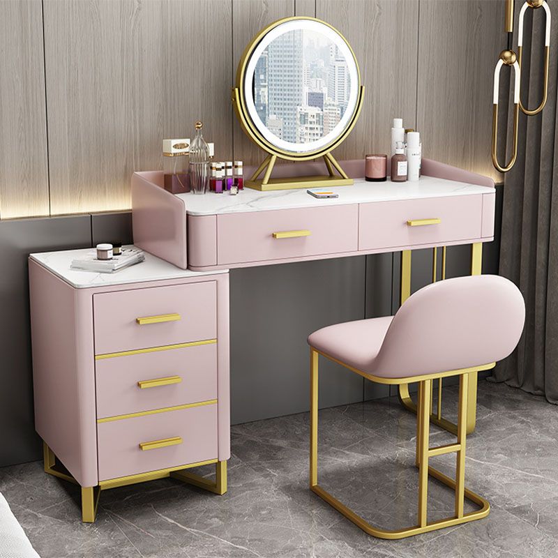 Glam Make-up Eitelkeit mit 5 Lagerschubladen und goldener Basis für Schlafzimmer