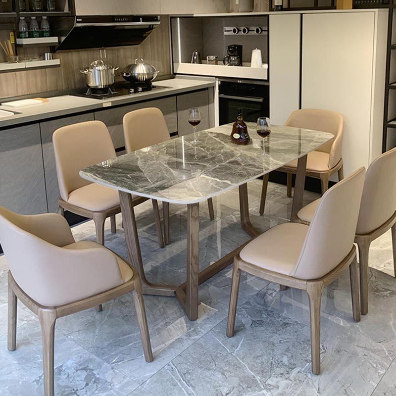 Gray Stone Top Dining Table Contemporary Dining Table with Sled Base Clearhalo ' dining_table' 'Dining Tables & Seating' 'Dining Tables' 'furn' 'furn_dining_table' 'Furniture' 'furniture_dining_table' 'Kitchen & Dining Furniture' 'kitchen&dining_furn' 'kitchen' 'kitchen_dining_table' 1200x1200_31283cde-50d4-49c7-abde-621060197b48