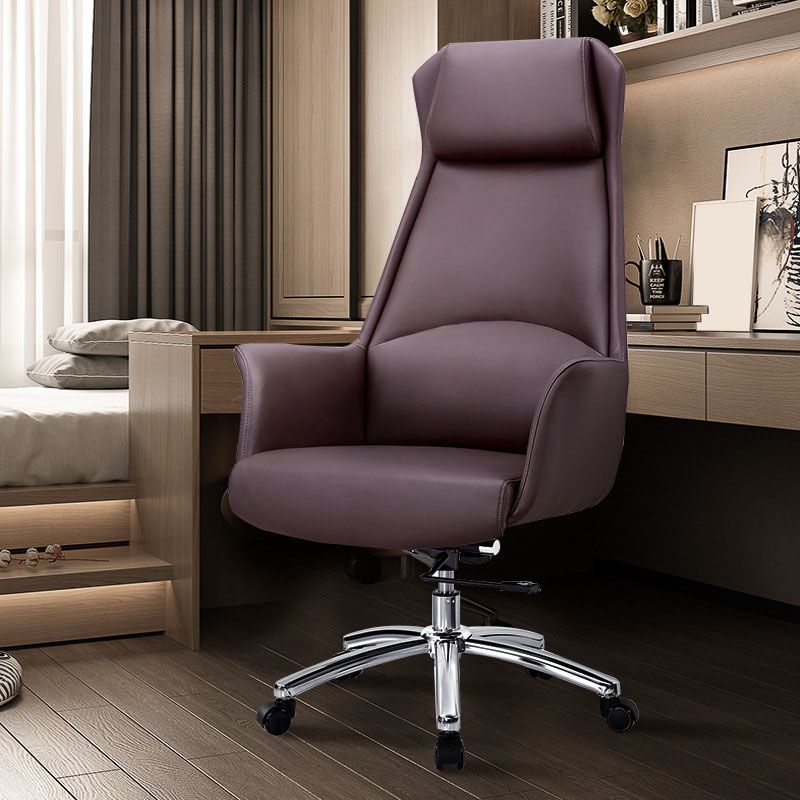 High Back Leather Management Office Chair Executive Swivel Office Chair Clearhalo 'furn' 'furn_office_chair' 'Furniture' 'Office Chairs' 'Office Furniture' 'office_chair' 1200x1200_312845ed-73f2-4916-81be-3c3b7ee2c056