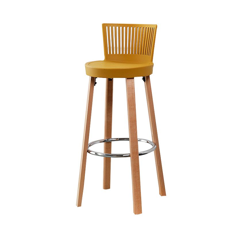 Contemporary Counter Bar Stool Plastic Armless Bar Stool with Wood Base Clearhalo 'Bar Furniture' 'Bar Stools' 'bar_stools' 'furn' 'furn_bar_stools' 'furniture_bar_stools' 'Kitchen & Dining Furniture' 'kitchen&dining_furn' 'kitchen' 'kitchen_furn' Furniture' 1200x1200_3128fc3c-cdd9-47d0-908c-17242c2cc74a