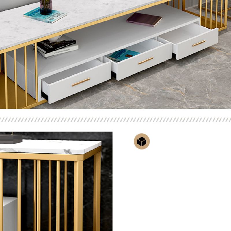 Glam Stone TV Media Stand 16" W Scaffalatura aperta Console TV con cassetti