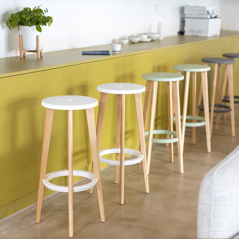 Contemporary Simple Wood Counter Stools Circular Seats Indoor Bar Stool Clearhalo 'Bar Furniture' 'Bar Stools' 'bar_stools' 'furniture_bar_stools' 'Kitchen & Dining Furniture' 'kitchen&dining_furn' 'kitchen' 'kitchen_furn' Furniture' 1200x1200_3129bdc5-b714-4c31-b5d2-a142bae59d61