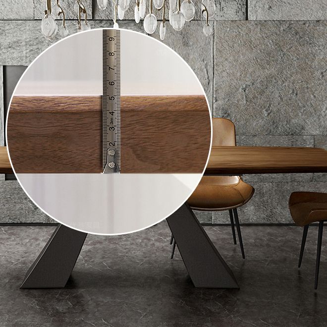 Rectangle Solid Wood Table Modern Dining Table with Metal Pedestal Base Clearhalo ' dining_table' 'Dining Tables & Seating' 'Dining Tables' 'furn' 'furn_dining_table' 'Furniture' 'furniture_dining_table' 'Kitchen & Dining Furniture' 'kitchen&dining_furn' 'kitchen' 'kitchen_dining_table' 1200x1200_3134ab4b-61fc-4f44-b7ec-3c7e714b9b13