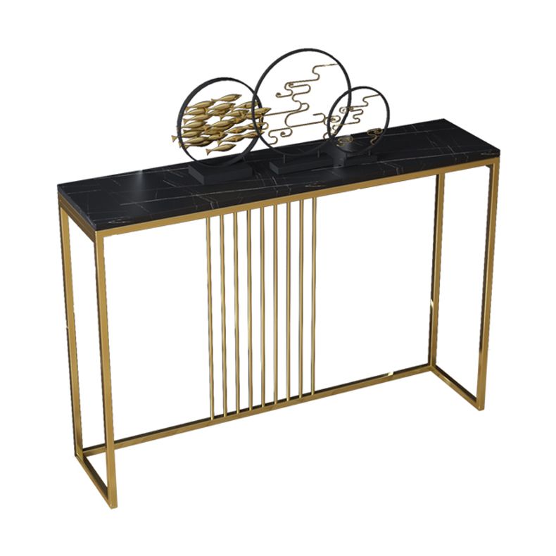 Tabella della console di base di cavalletto di ferro con tavolo accento superiore in pietra rettangolo