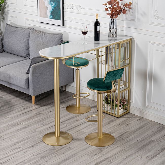 Glam White Marble Counter Table with Specialty Table Top Double Pedestal Table - 42" H Clearhalo 'Bar Furniture' 'Bar Tables' 'bar_tables' 'furn' 'furn_bar_tables' 'Furniture' 'furniture_bar_tables' 'Kitchen & Dining Furniture' 1200x1200_3137b409-1fcf-4d2e-b6bb-5b5e1a7f8e8f