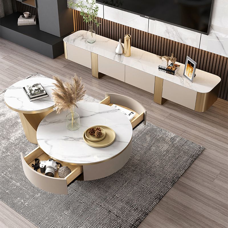 Pedestal Coffee Table Set Slate Round Coffee Table for Living Room Clearhalo 'Coffee & Accent Tables' 'Coffee Tables' 'coffee_tables' 'furn' 'furn_coffee_tables' 'Furniture' 'Living Room Furniture' 1200x1200_3137e386-0f35-45c4-a341-3bfef40e69de