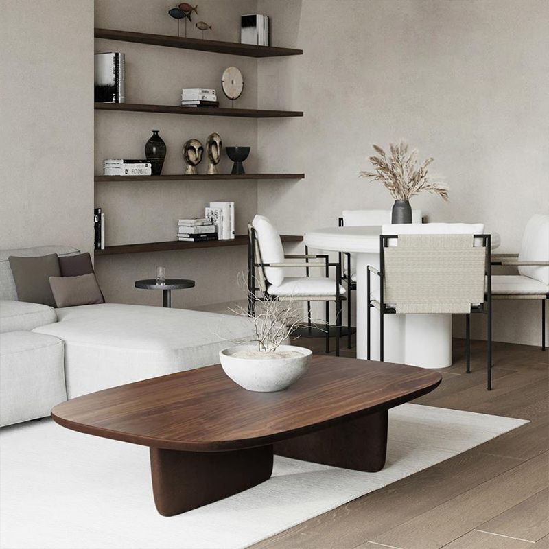 Mesa de centro escandinava de 15,75" de altura Mesa de centro de madera en nogal
