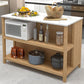 Traditional Stationary Kitchen Island Set Rectangular Wood Kitchen Island Set for Home Use