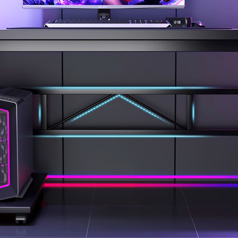 Contemporary Wood Gaming Desk Antique Finish Computer Desk with Metal Legs Clearhalo 'furn' 'furn_office_desk' 'Furniture' 'Office Desks' 'Office Furniture' 'office_desk' 1200x1200_313c0dd0-ecc2-4e78-bb3f-9dd139b6c177