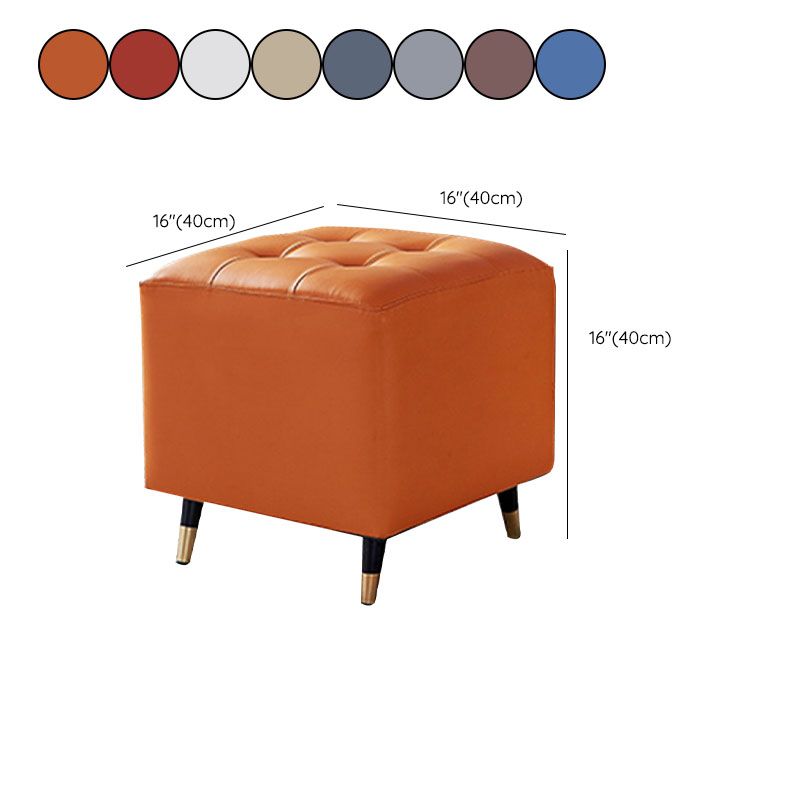 Glam Pouf Ottoman Genuine Leather Upholstered Tufted Square Ottoman with Metal Legs Clearhalo 'furn' 'furn_ottomans_poufs' 'Furniture' 'Living Room Furniture' 'Ottomans & Poufs' 'ottomans_poufs' 1200x1200_313df7df-56b3-499b-9389-da8da88e92c2