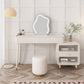 Glam White Vanity Dressing Table Slate Top Makeup Vanity Desk