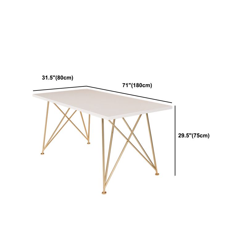 Escritorio de escritura de glamour rectangular escritorio de madera blanca con patas de metal