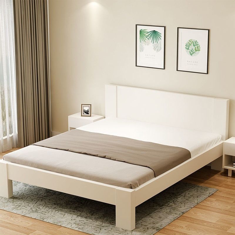 Scandinavisch houten paneel standaard bed met rechthoekig hoofdeinde