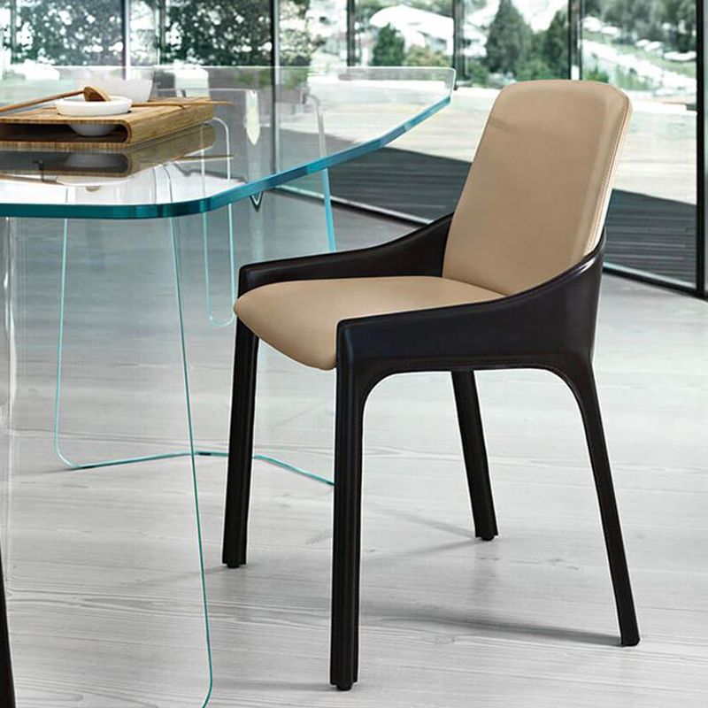 Contemporary Metal Dining Arm Chair Faux Leather Dining Chairs for Home Use Clearhalo ' kitchen&dining_furn' 'Dining Chairs' 'Dining Tables & Seating' 'dining_chair' 'furn' 'furn_dining_chair' 'Furniture' 'furniture_dining_chair' 'Kitchen & Dining Furniture' 'kitchen' 1200x1200_3145115b-99d8-4ccf-b691-108d044bc7dc