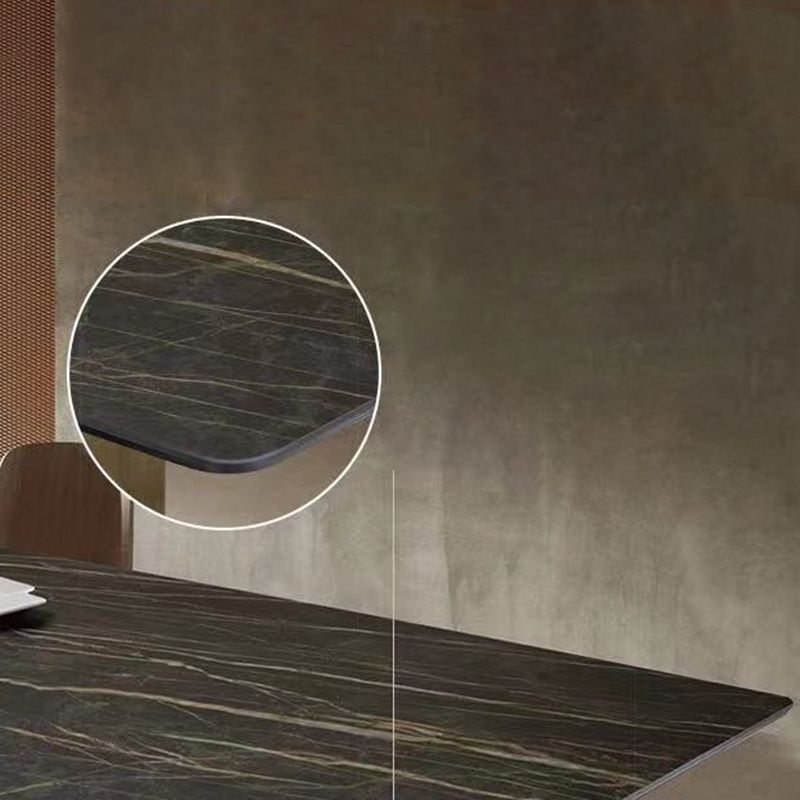 Industrial Sintered Stone Dining Table Rectangle Black Top Table with Metal Pedestal Clearhalo ' dining_table' 'Dining Tables & Seating' 'Dining Tables' 'furn' 'furn_dining_table' 'Furniture' 'furniture_dining_table' 'Kitchen & Dining Furniture' 'kitchen&dining_furn' 'kitchen' 'kitchen_dining_table' 1200x1200_31458588-5fe5-461d-9939-233139cfca51