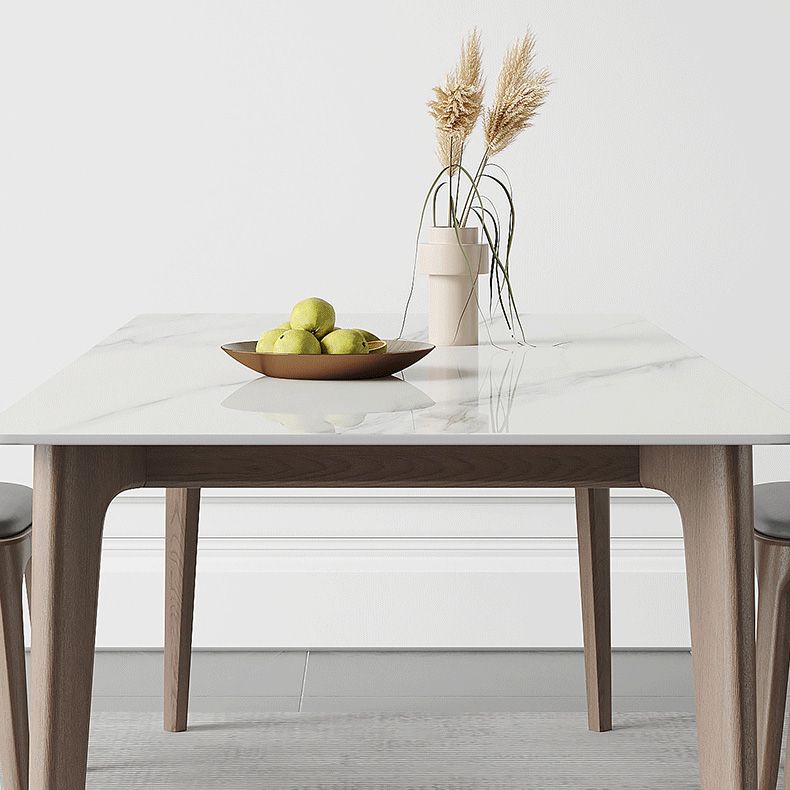 Simplicity Furniture Rectangle Stone Dining Room Table in White