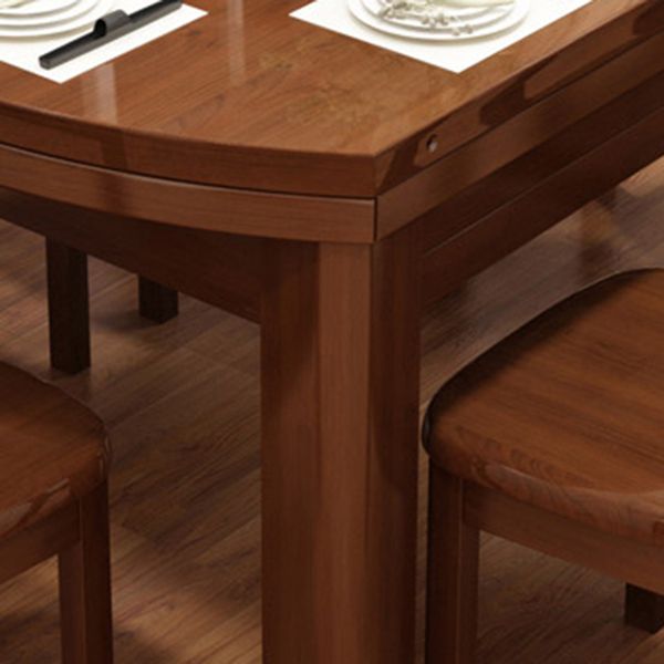 Mesa de comedor de madera con acabado pulido para el hogar, mesa de comedor plegable moderna