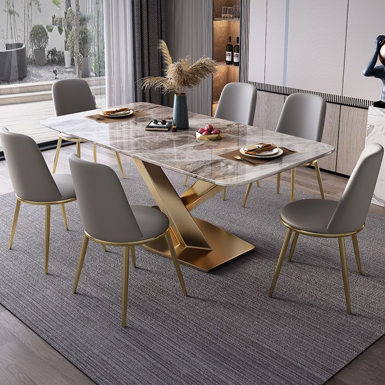 Modern Dining Table Set 1/5/7 Pcs Sintered Stone Dining Table with Armless Chairs Clearhalo 'Dining Room Sets' 'Dining Tables & Seating' 'dining_room_set' 'furn' 'furn_dining_room_set' 'Furniture' 'Kitchen & Dining Furniture' 1200x1200_3148268c-4941-424a-ba51-43f27a930e54