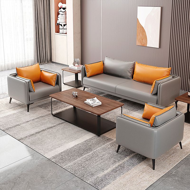 24,8 "Hochglamsofa Kunstleder/echter Ledertuxedo -Armsofa mit Kissen