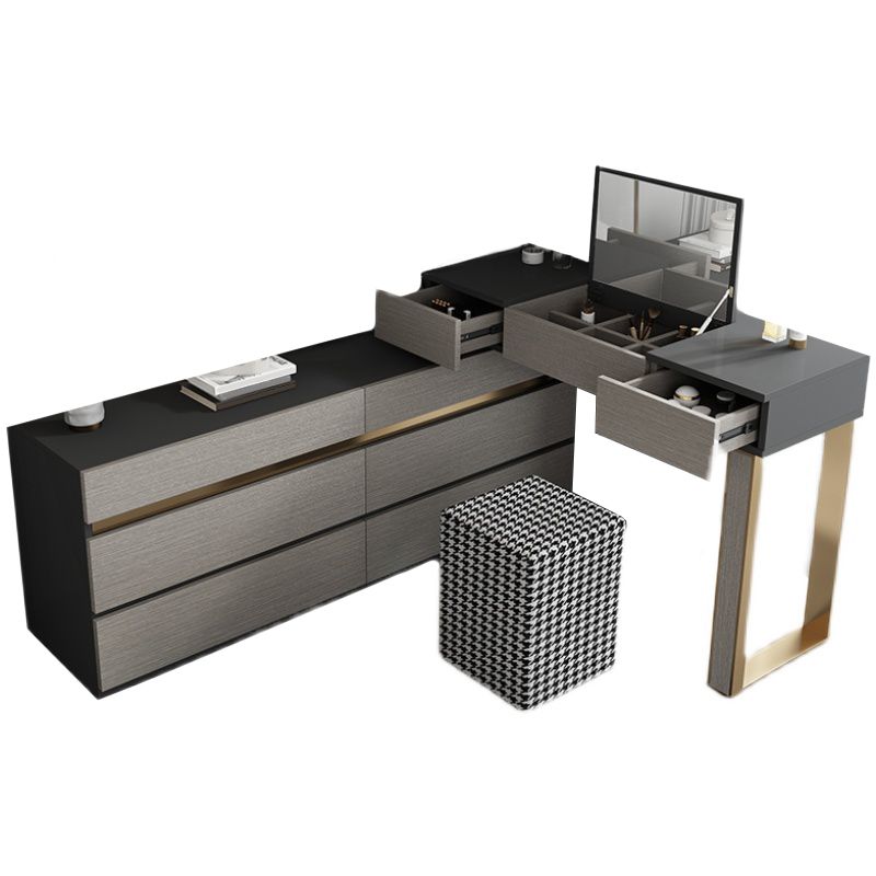 Tavolo da toeletta da toeletta moderno a 3 pezzi con 6 cassetti