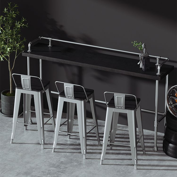 Silver Iron Bar Stool Industrial Style Low Back Counter Stool with Square Seat Clearhalo 'Bar Furniture' 'Bar Stools' 'bar_stools' 'furniture_bar_stools' 'Kitchen & Dining Furniture' 'kitchen&dining_furn' 'kitchen' 'kitchen_furn' Furniture' 1200x1200_314d454c-145e-450a-91a4-08dc4e847327