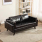 Square Arm Sofa 25.98" High Faux Leather Sofa with 2 Pillows