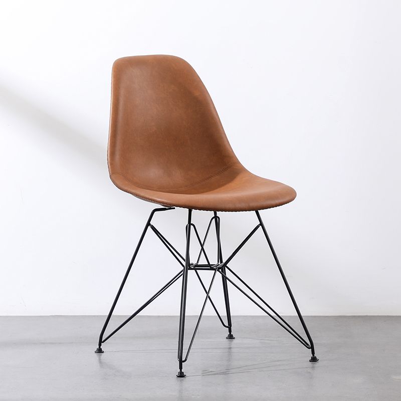 Industrial Design Leather Armless Dining Side Chairs Solid Back Dining Side Chair Clearhalo ' kitchen&dining_furn' 'Dining Chairs' 'Dining Tables & Seating' 'dining_chair' 'Furniture' 'furniture_dining_chair' 'Kitchen & Dining Furniture' 'kitchen' 1200x1200_3150b1b9-55c6-42ed-9392-f99247b62c9b