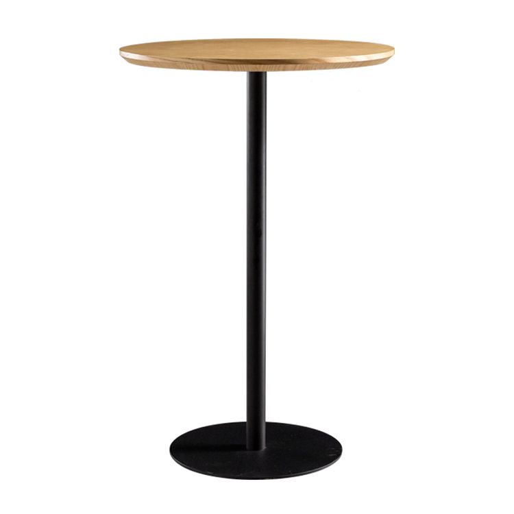 Round Wood Top Bar Table with Pedestal Industrial Metal Frame Bar Table Clearhalo 'Bar Furniture' 'Bar Tables' 'bar_tables' 'furn' 'furn_bar_tables' 'Furniture' 'Kitchen & Dining Furniture' 1200x1200_31523138-80d3-42ed-aca6-324be1ef2203