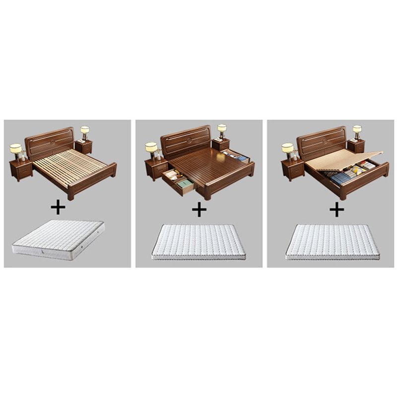 Lit de panneau moderne du milieu du siècle lit standard en bois massif avec tête de lit