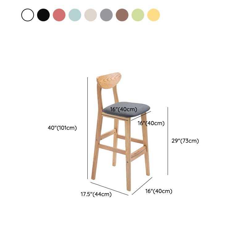 Sgabello da bar in legno di gomma in legno di gomma posteriore con base in legno