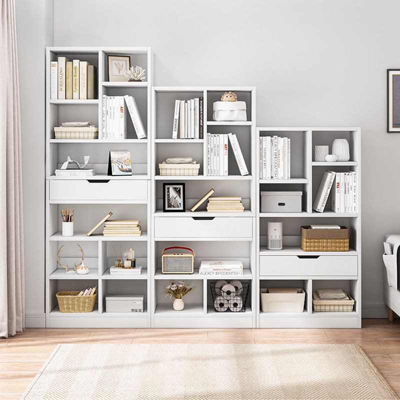 Modern Standard Open Bookshelf Engineered Wood Bookcase with Drawer Storage Clearhalo 'Bookcases' 'furn' 'furn_bookcases' 'Furniture' 'Office Furniture' 1200x1200_3153181a-d770-41fe-8daa-8ad5196fb03c