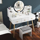 Contemporary White Vanity Dressing Table with Mirror in Solid Wood Clearhalo 'Bedroom Furniture' 'furn' 'furn_makeup_vanities' 'Furniture' 'Makeup Vanities' 'makeup_vanities' 1200x1200_3156c436-462c-4ebe-8141-0151c3d8b39a